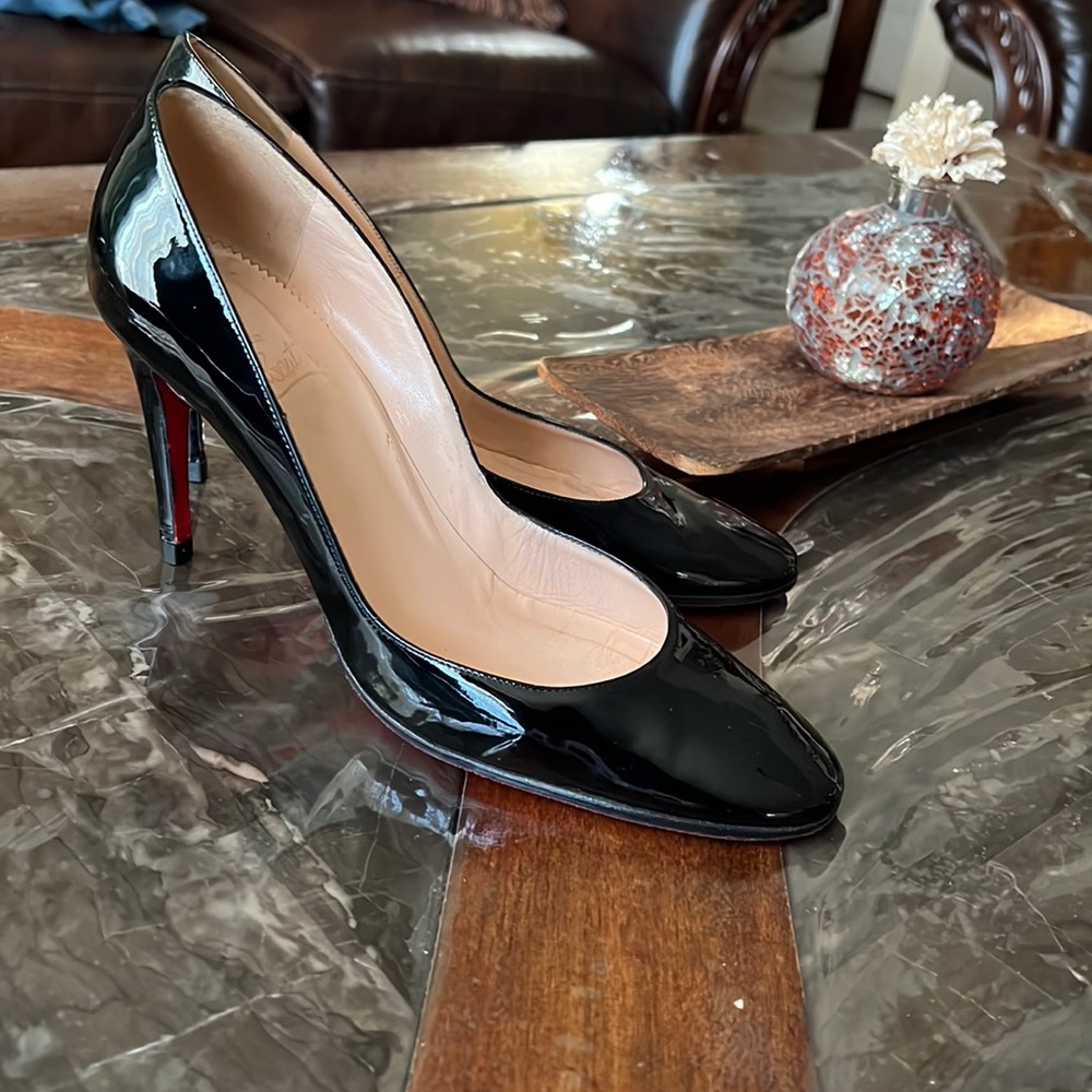 Christian Louboutin Glossy Black Heels with Red Sole